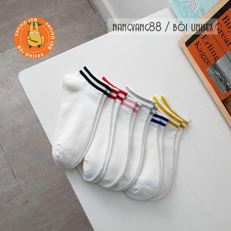 Vớ, Tất Nam Nữ cổ ngắn có sọc phong cách đơn giản, dễ phối đồ, nhiều màu