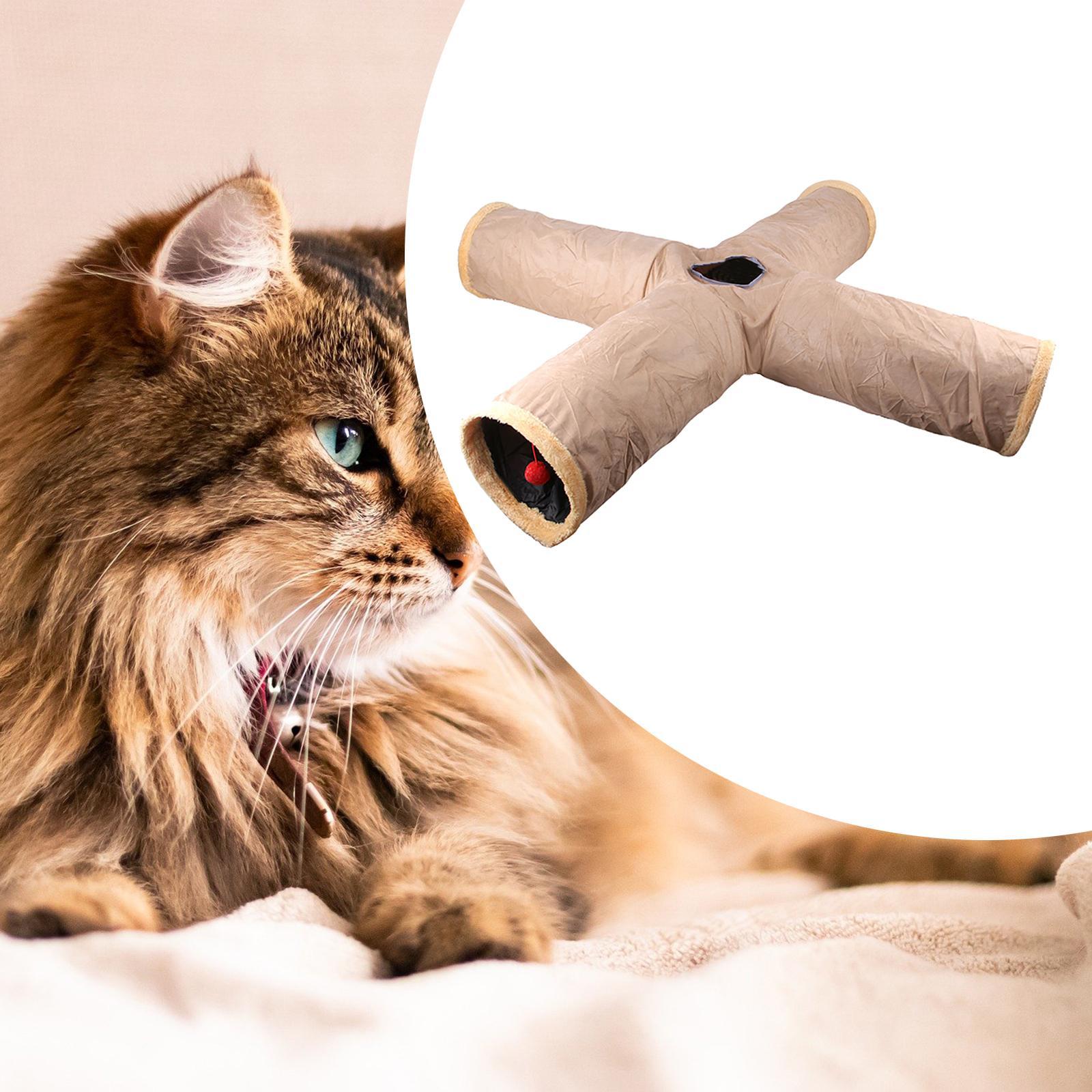 Cat Tunnel Tube for Indoor Cats, Cat Toys 4 Way Collapsible, Kitty Tunnel Cat Pet Toys Peek Hole Toy for Puppy, Kitten, Rabbit