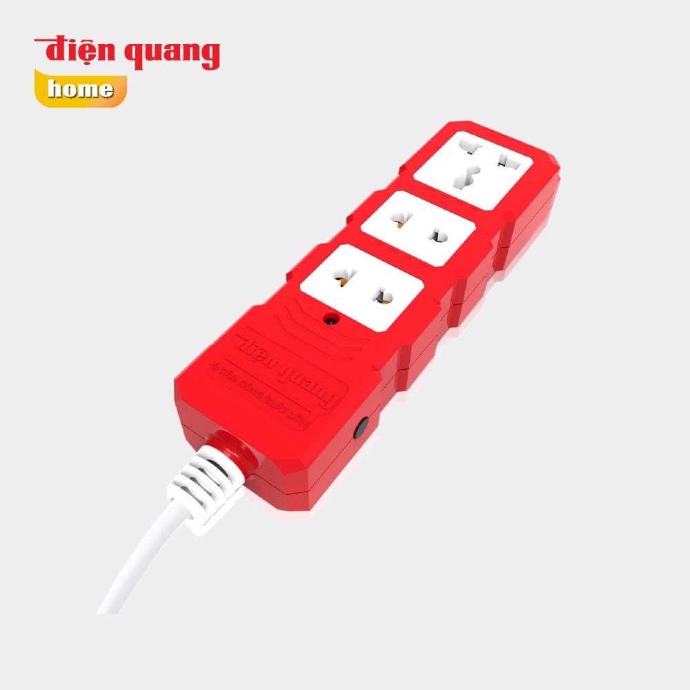 Ổ cắm Công suất lớn Điện Quang ĐQ ESKHP 3RW 2M ( 3 lỗ, màu đỏ trắng, dây 2m)