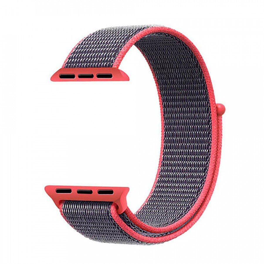 Dây Đeo Cho Apple Watch Nylon Sport Loop Màu Xám Viền Hồng