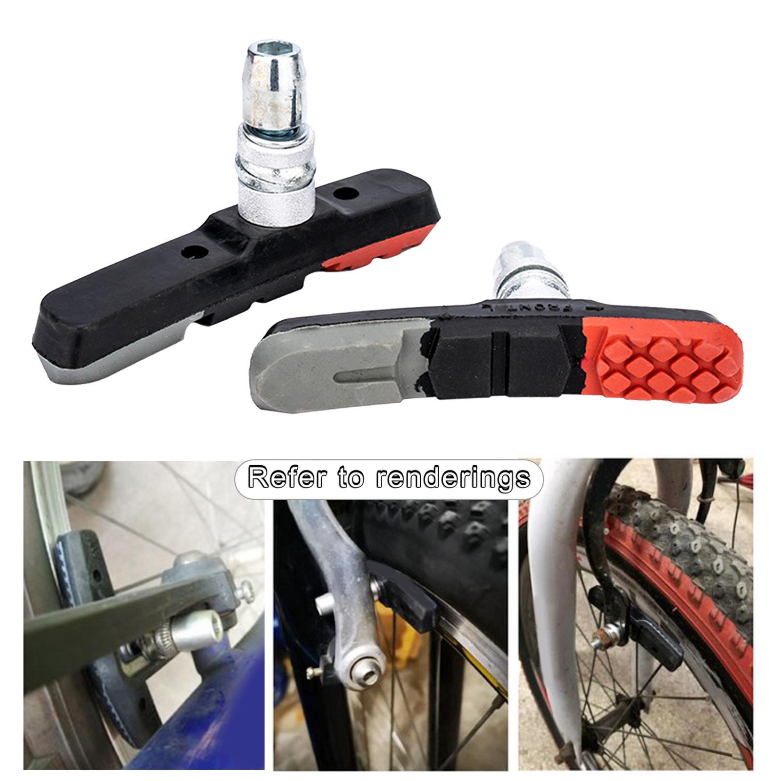 2x 1 -Resistant Bike Brake Blocks Metal with Shoes  Pads for  Cycling