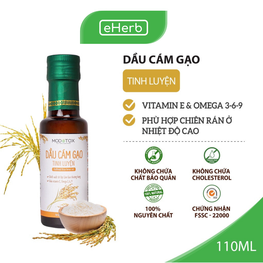 Dầu Cám Gạo Cao Cấp Tinh Luyện 100% Chiên Xào, Nấu Nướng Bổ Sung Omega 3,6,9 MODOTOX 110ml - 250ml (Chai)