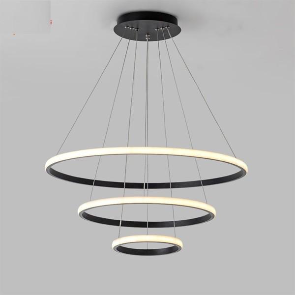 Đèn Thả Trần Không Gian Led Hình Tròn 3 Vòng Viền Vàng 20x40x60 - 3 Chế Độ Ánh Sáng