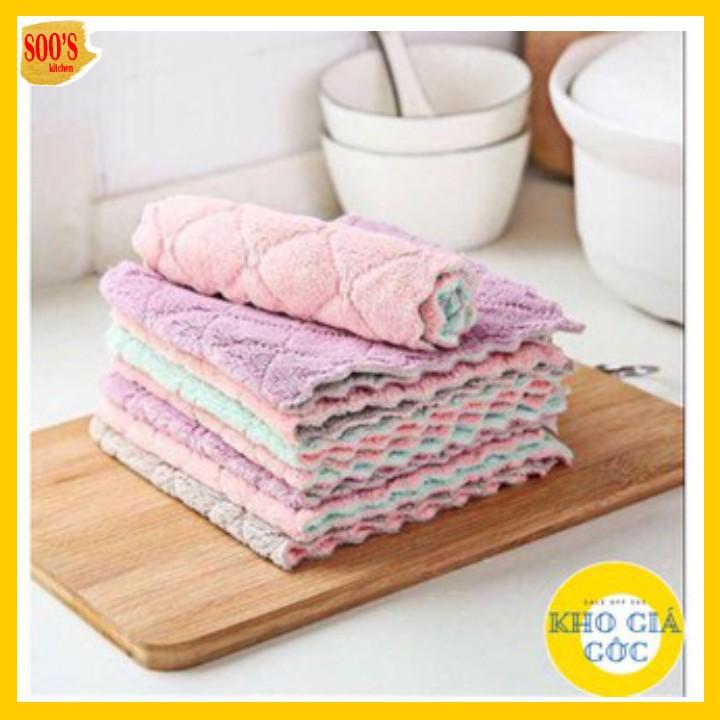 Khăn lau tay ️ Khăn lau bếp đa năng 2 mặt Siêu Thấm Nước, Mềm Mịn, Hút Ẩm Tốt, Kháng Khuẩn