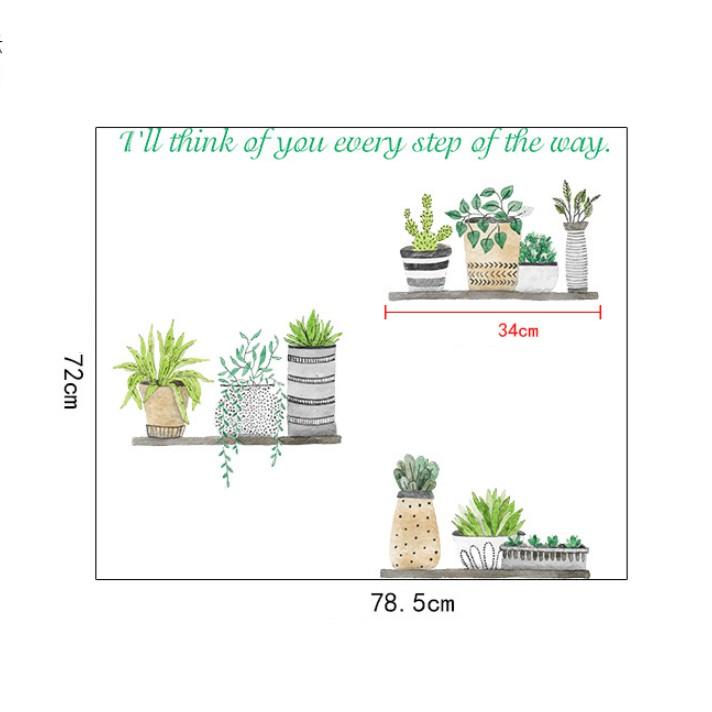 Decal dán trang trí tường - Nhiều Chậu lớn 04