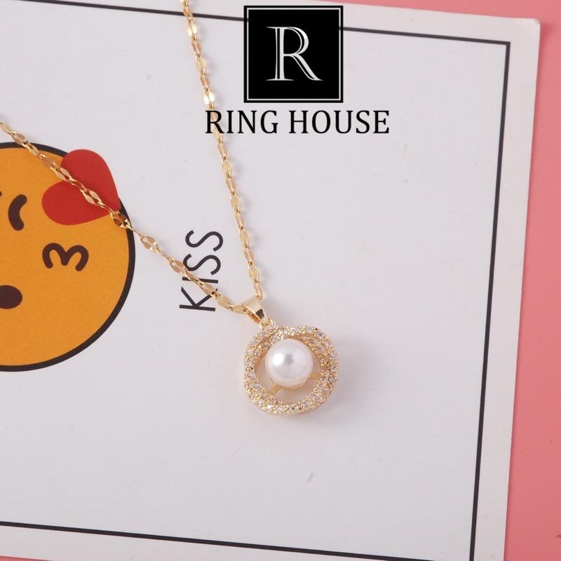 N18 Dây Chuyền Nữ Hạt Trai Titan Không Đen Gỉ Ring House