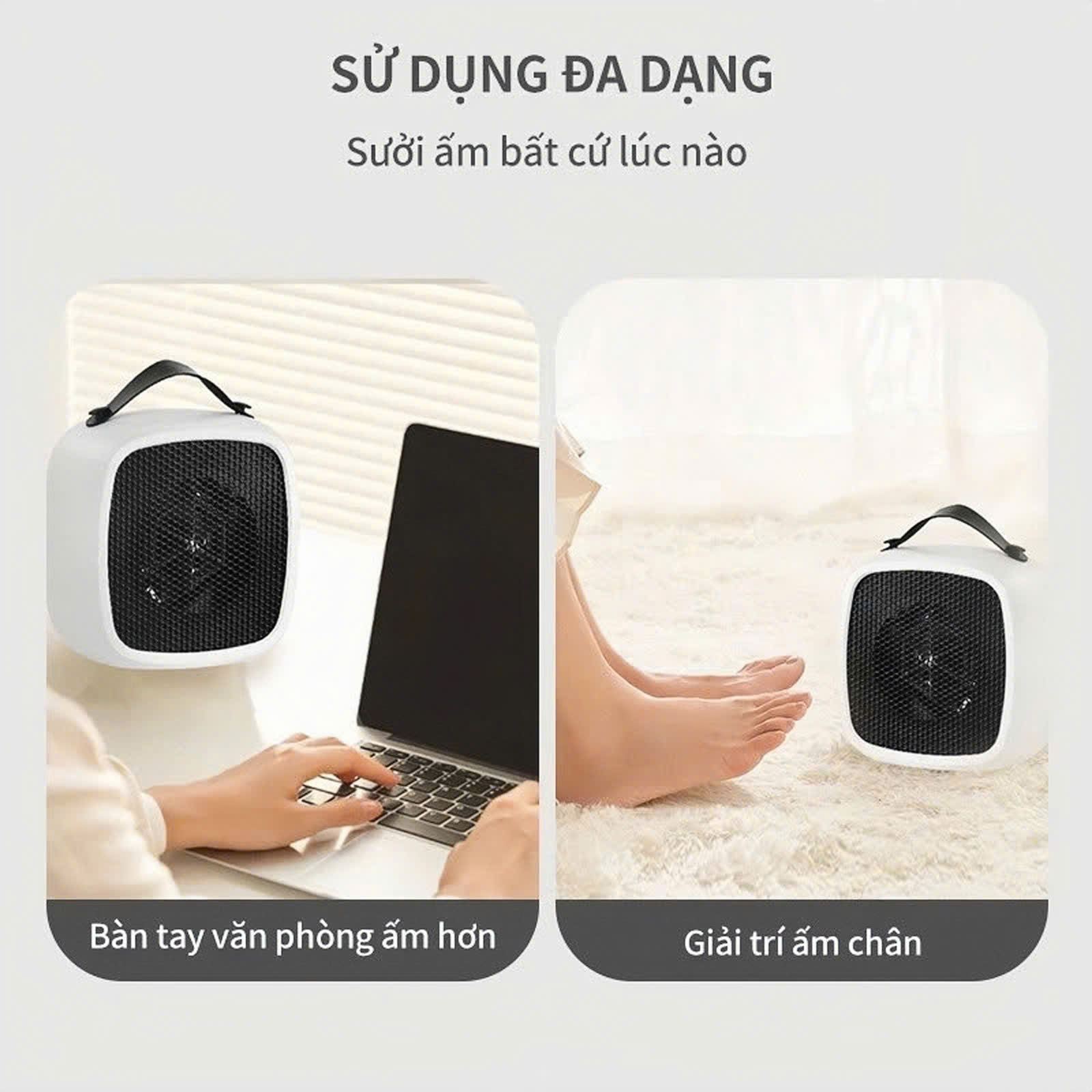 Quạt sưởi mini H358, máy sưởi mini để bàn thiết kế nhỏ gọn tiện lợi, không mùi nhựa, công suất 350-500W, hàng chính hãng, BH 12 tháng