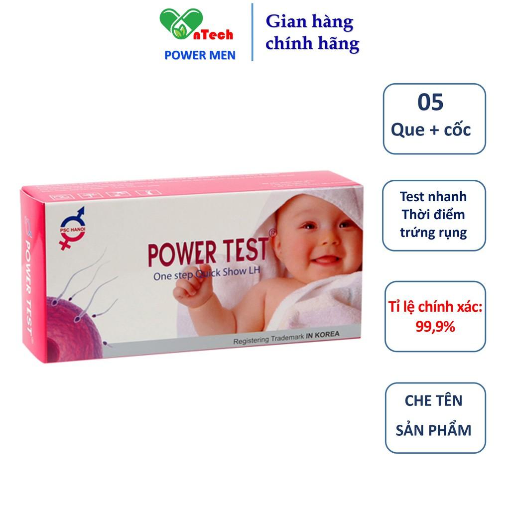 Que thử rụng trứng POWERMEN TEST giúp phát hiện chu kỳ rụng trứng nhanh và chính xác trên 99% hộp 5 que test và 5 cốc