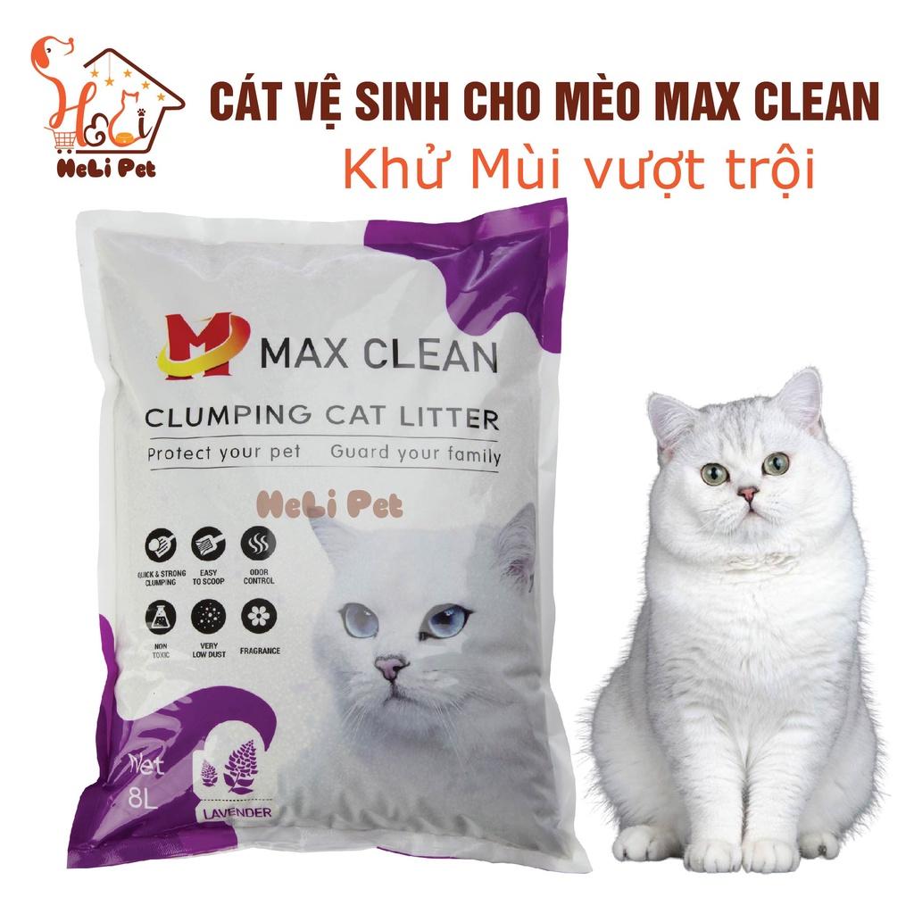 Cát Vệ Sinh Dùng Cho Khay Vệ Sinh, Máy Vệ Sinh Cho Mèo Max Clean Hương LAVENDER 4Kg Siêu Vón Siêu Ít Bụi