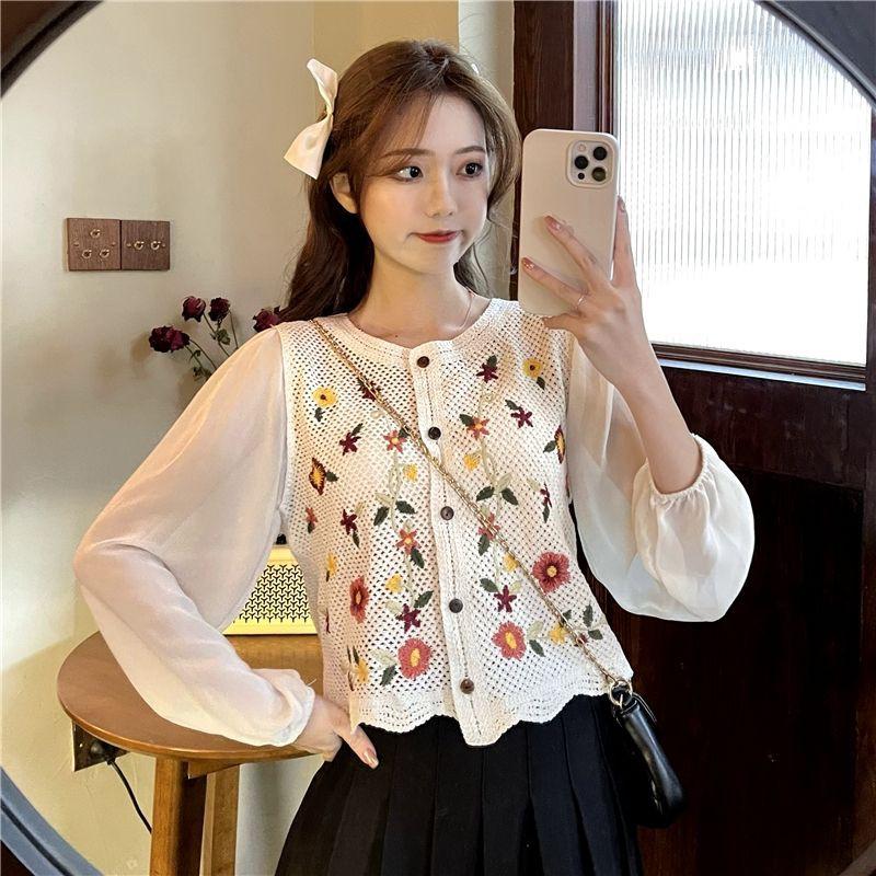 ÁO KIỂU NỮ THÊU HOA PHỐI TAY PHỒNG siêu xinh cho các nàng - HOTREND
