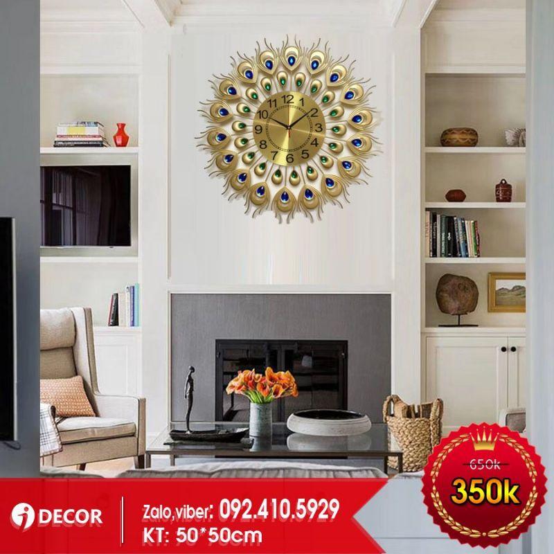 Đồng hồ trang trí đuôi công 02 50cm