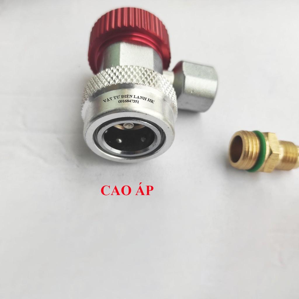 Van nạp gas oto có đầu nối nhanh R134a Cao áp - Hạ áp Valve ga 134 o to