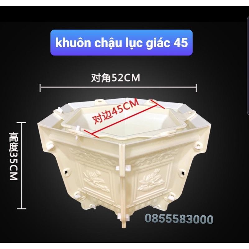 Khuôn đúc chậu cảnh lục giác 45 phúc lộc thọ+sen và đôn quỳ