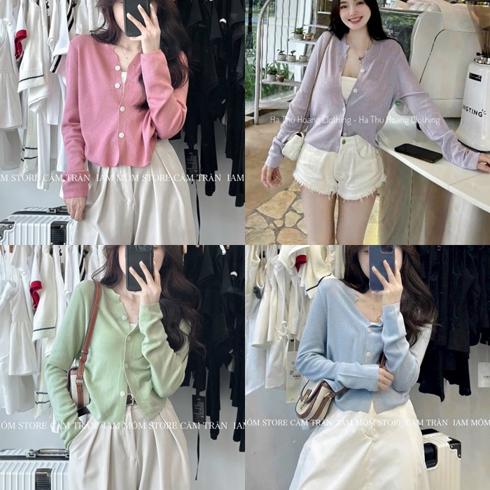 ÁO KHOÁC LEN LỬNG CARDIGAN MỎNG MÀU TRƠN PASTEL CÀI NÚT TAY DÀI DẠO PHỐ ĐI CHƠI ĐI LÀM ĐI HỌC CÔNG SỞ ĐI BIỂN ĐI TIỆC