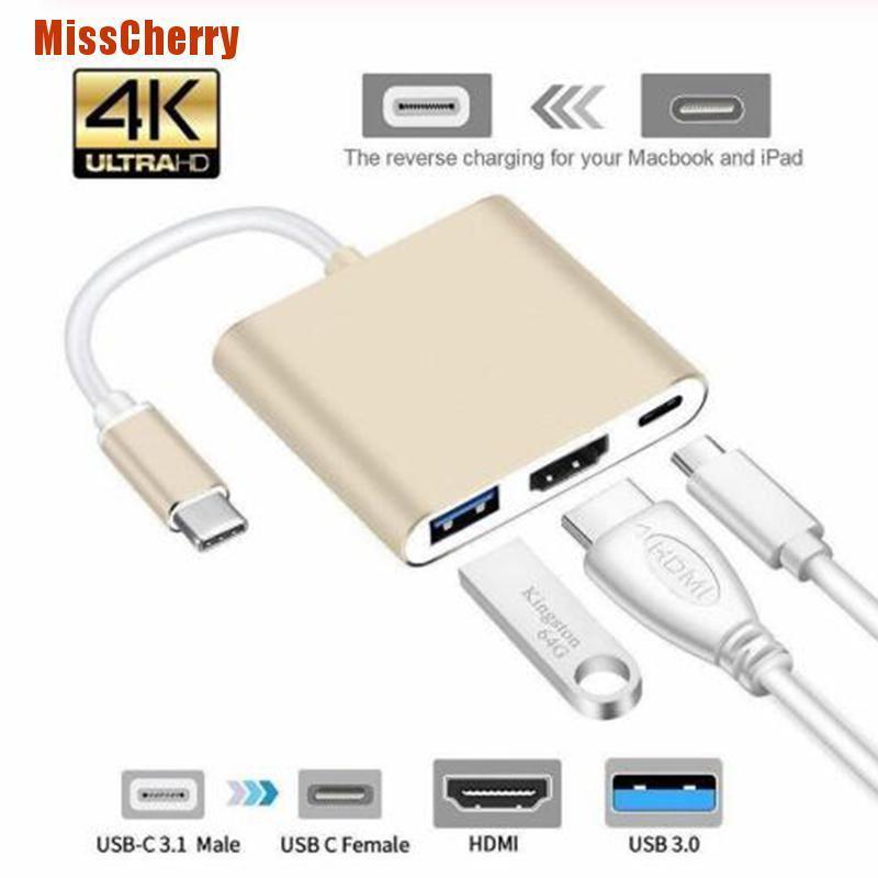 HUB chuyển đổi sạc USB 3.0 Type C sang 4k HDMI USB 3.0 thích hợp cho Macbook