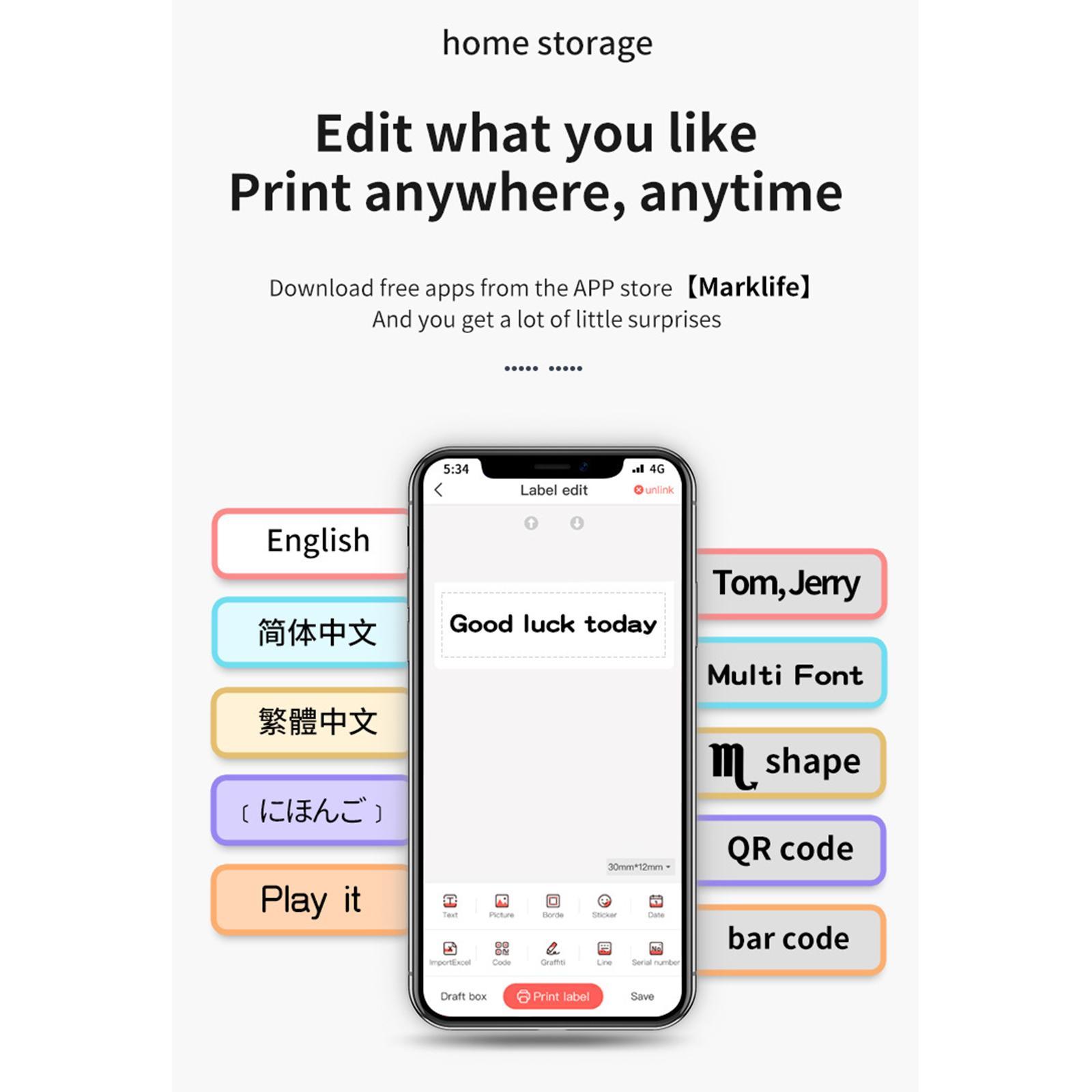 Label Printer Portable BT Thermal Label Printer Supermarket