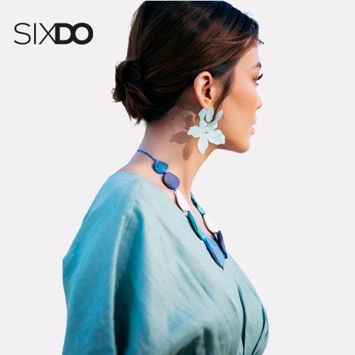 Đầm linen ôm eo cổ V SIXDO