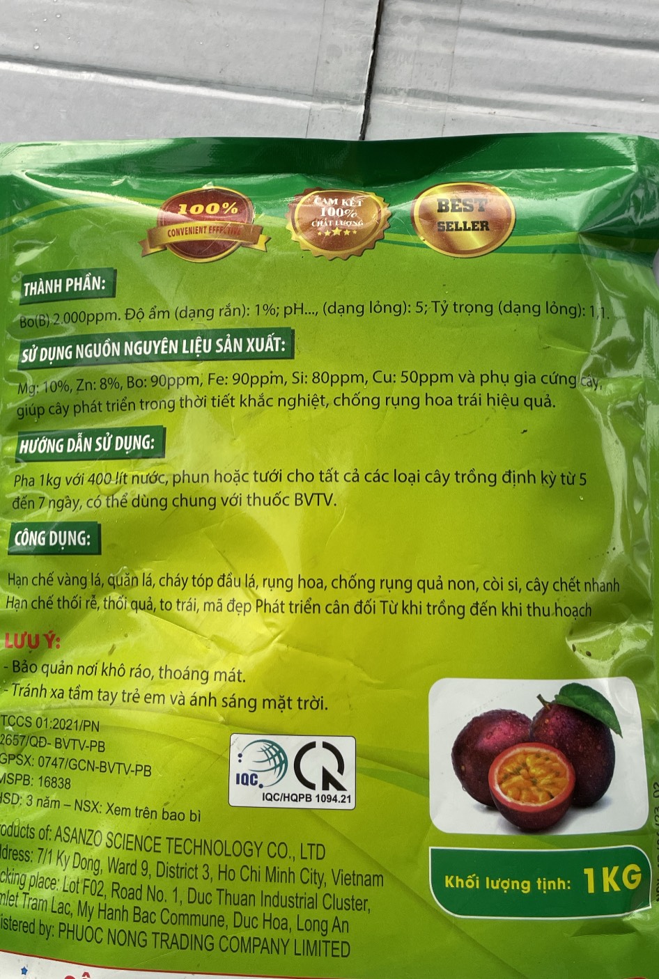 Phân bón lá Magie Kẽm biến vàng thành xanh gói 1 Kg