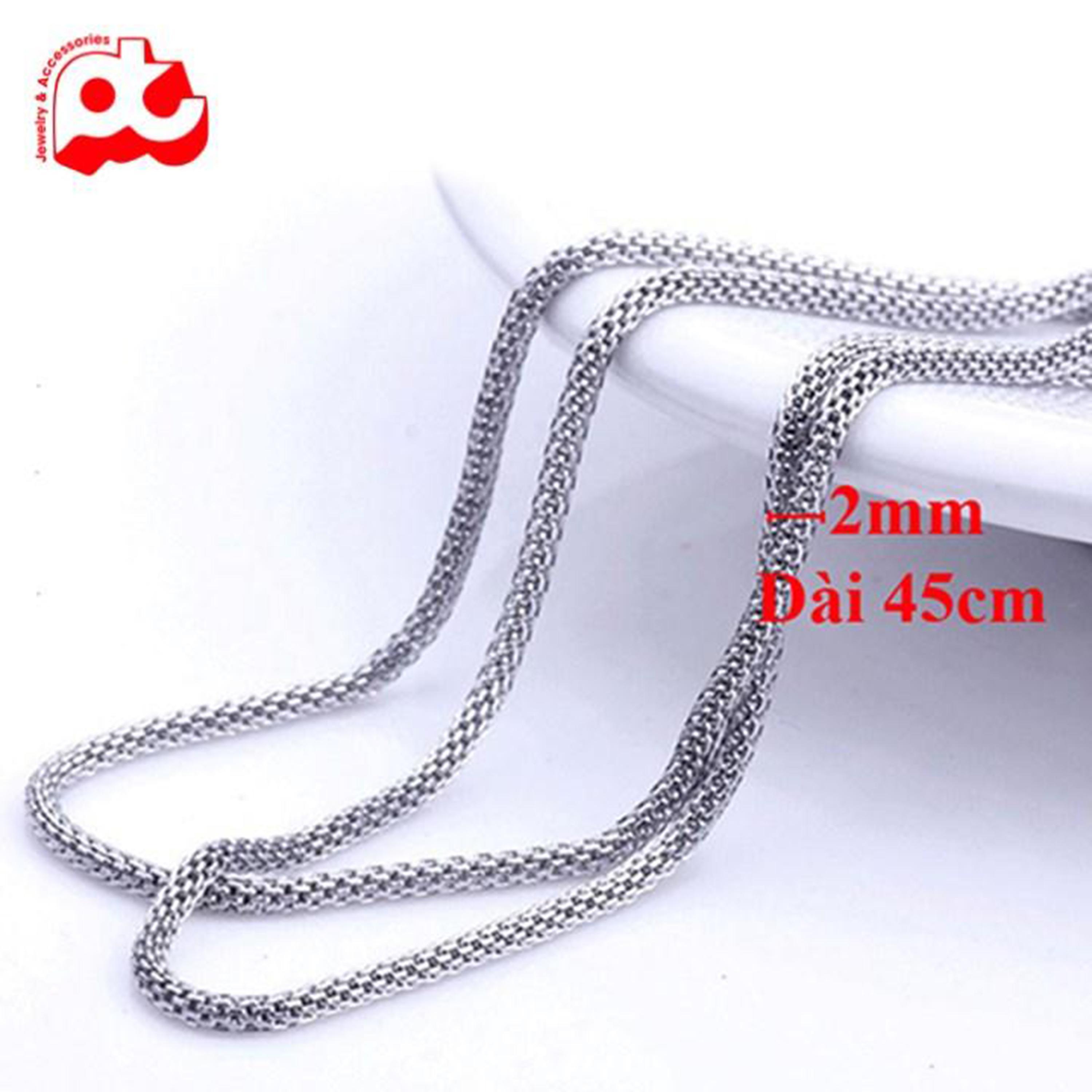 Dây chuyền nam titan cao cấp đẹp sang trọng thép không gỉ trangsucpt kích cỡ 2mm màu trắng PTDCNA41