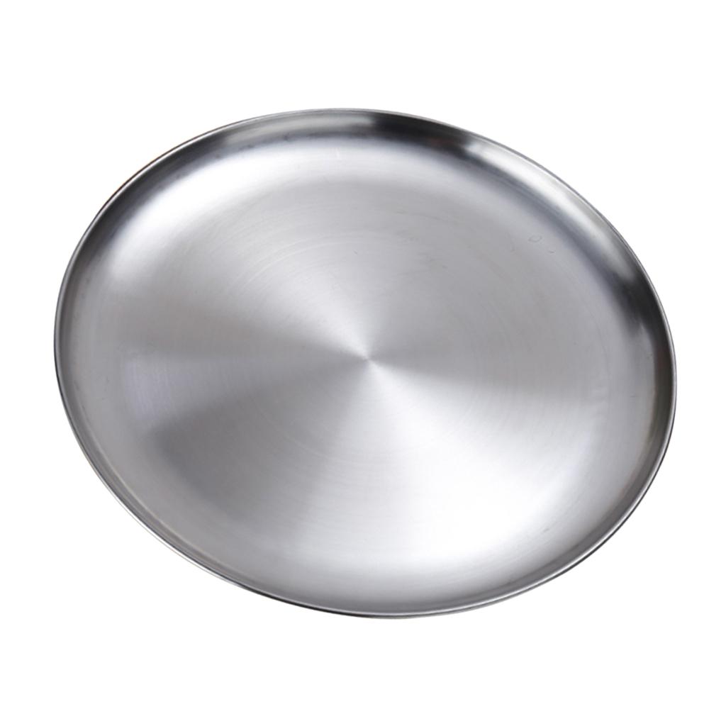 3X Thick Stainless Steel Tray Fruit Dish Barbecue Buffet Dinner Plate 23cm