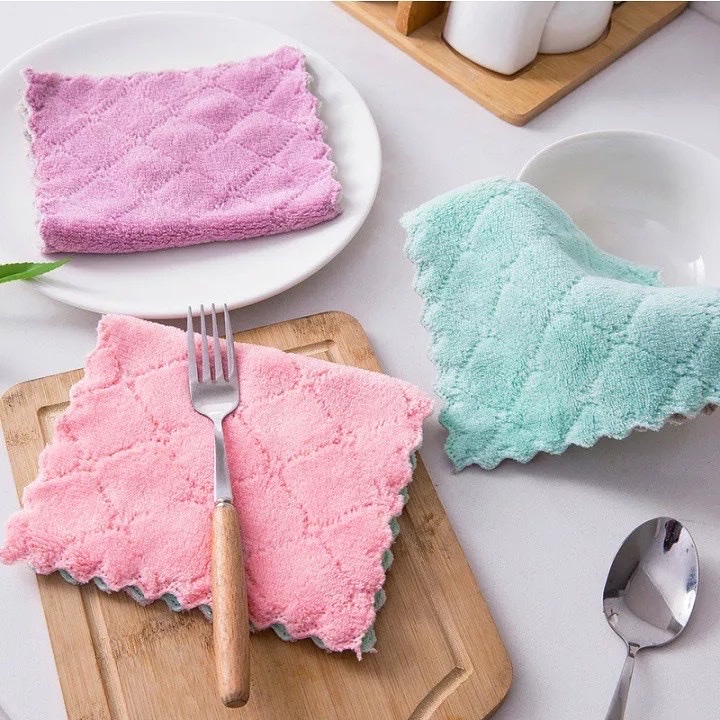 Set 10 khăn lau tay , lau bếp 2 mặt dày dặn , đa năng siêu thấm hút