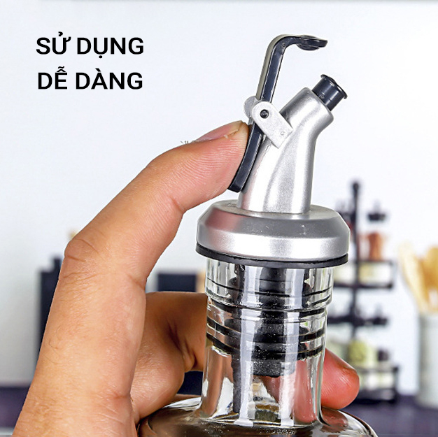 Chai rót dầu ăn thủy tinh bọc Inox 304, chai chiết gia vị 300ml, lọ gia vị nhà bếp