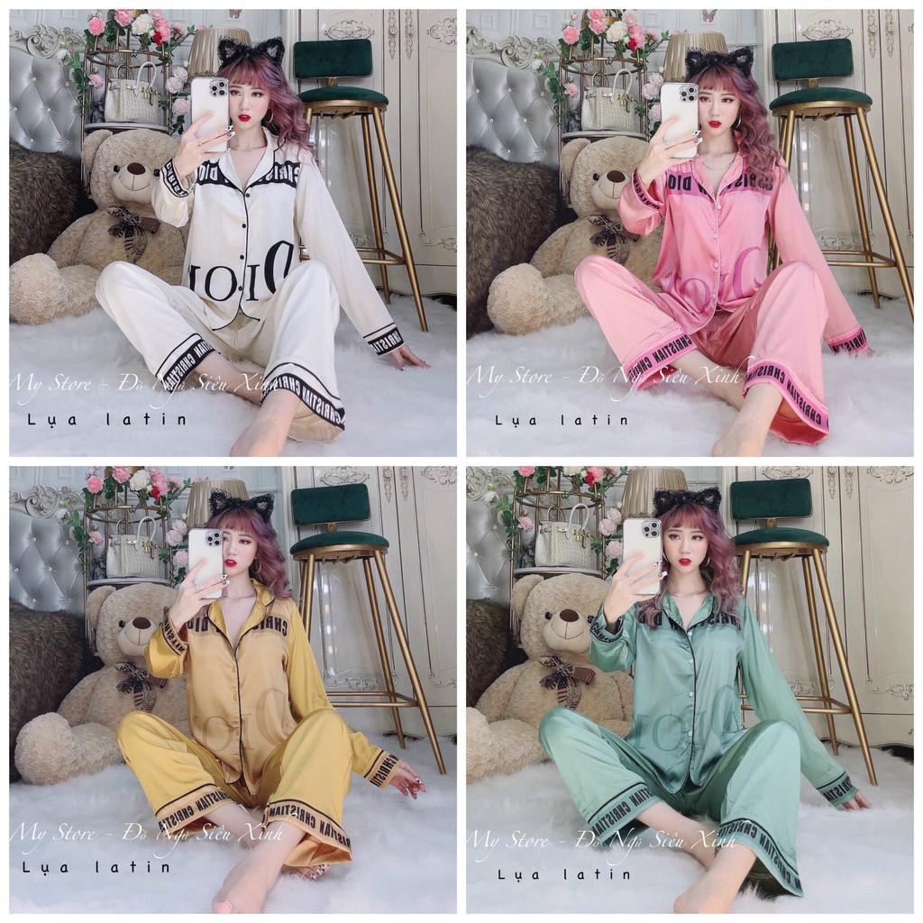 Đồ bộ mặc nhà Pijama tiểu thư tay dài quần dài lụa latin siêu mềm mịn mát freesize dưới 62kg MY STORE S22