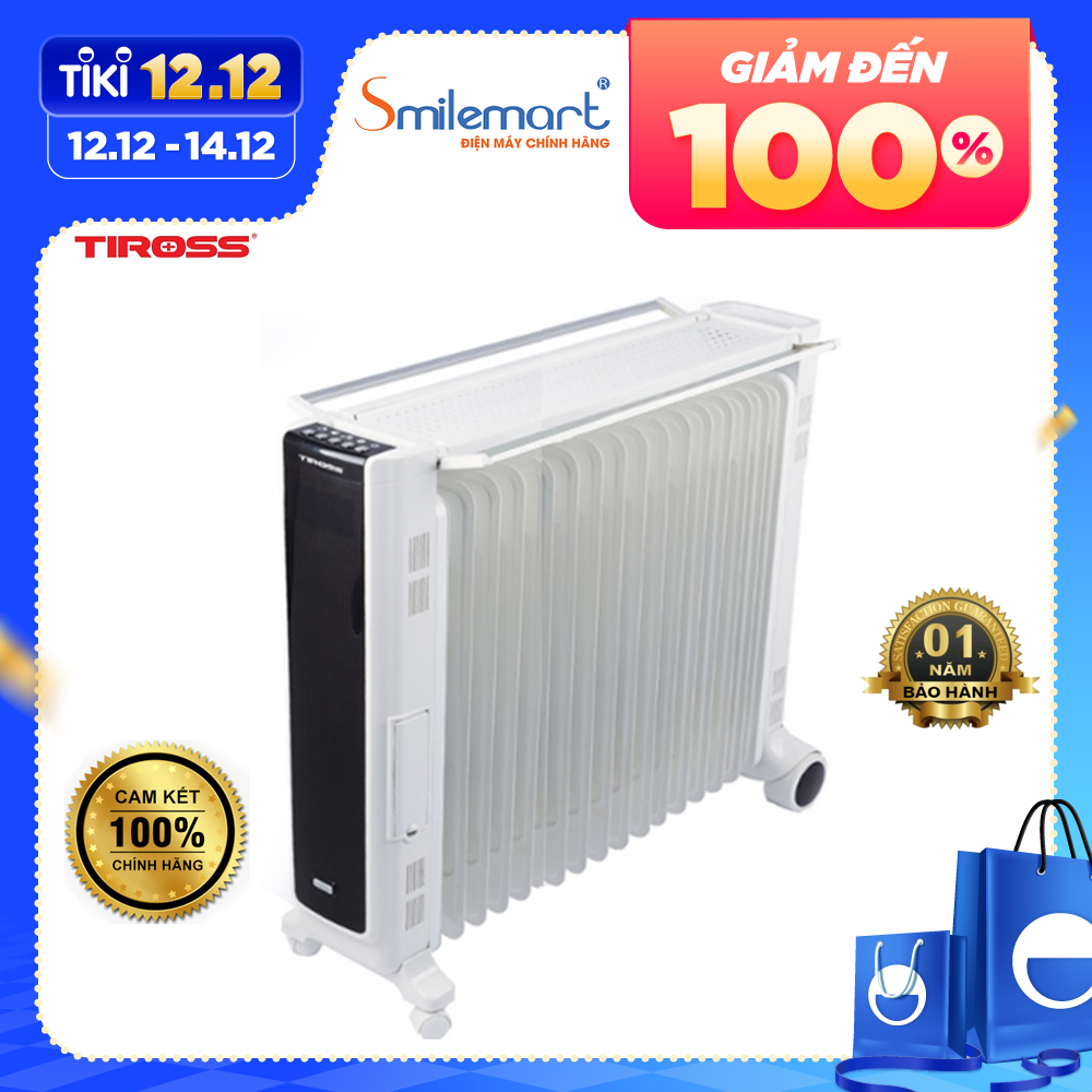 Máy sưởi dầu 15 thanh Tiross TS9215 2800W - Hàng chính hãng