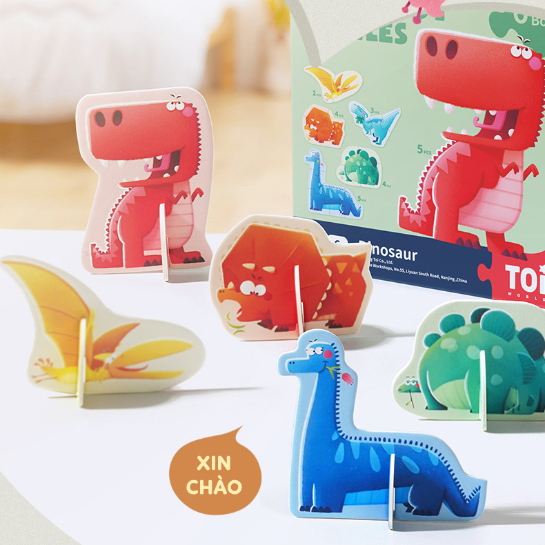 Bộ xếp hình chính hãng TOi - Mẫu first puzzle xếp hình đầu đời 6 chủ đề cho bé từ 16 tháng tuổi