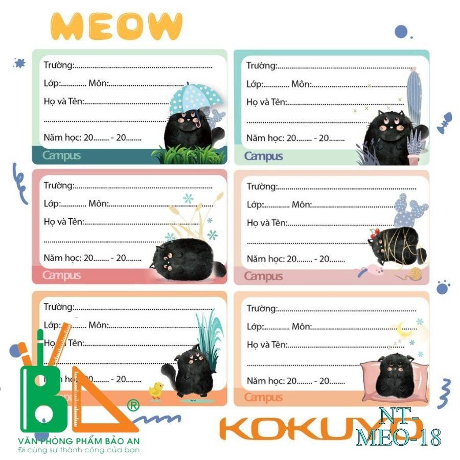 ️#CAMPUS️!!! Nhãn vở Campus Meow NT-MEO-18 (18 nhãntúi)️