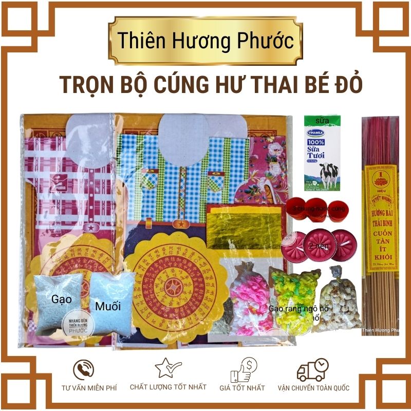 Cúng bé đỏ hư thai nến sữa nhang bánh gạo muối 3 ly nước