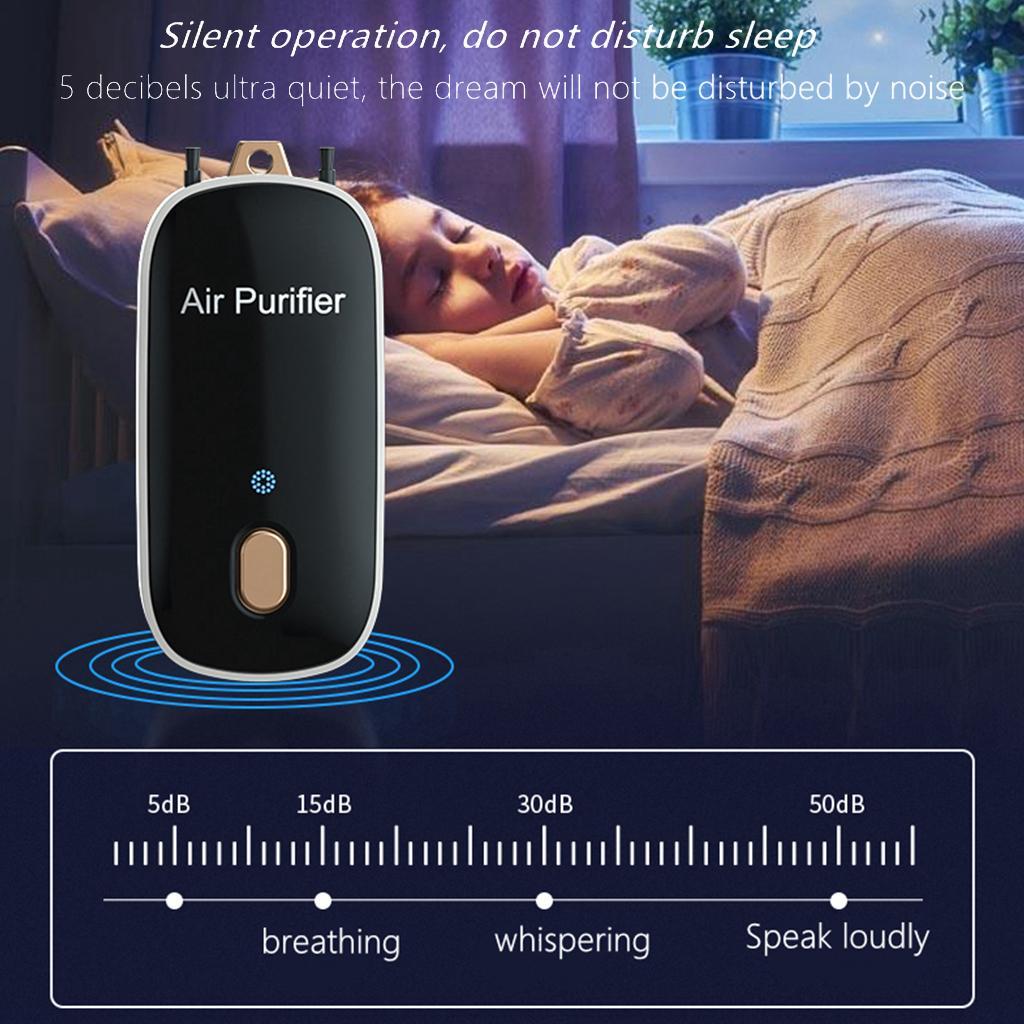 2X Portable Personal Necklace Air Purifier Wearable Freshener Air Cleaner White
