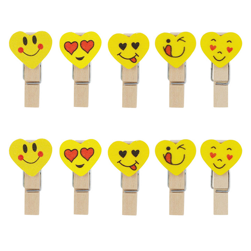 Bộ kẹp gỗ trái tim emoji