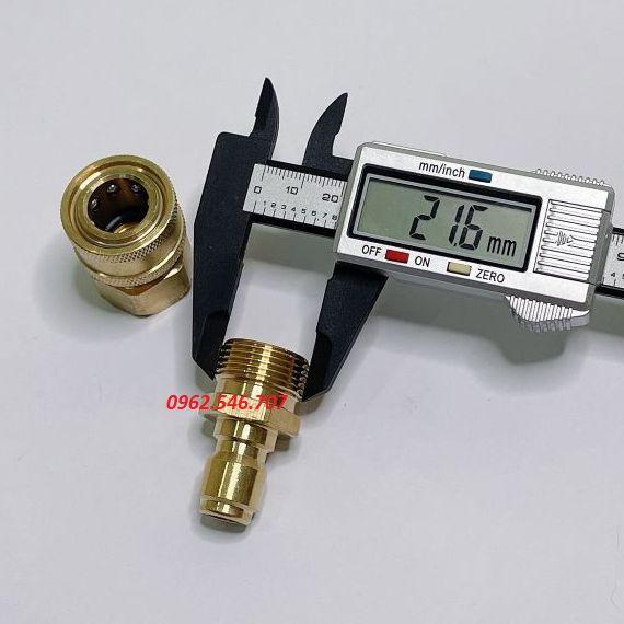 Bộ khớp nối nhanh đầu ra dùng cho máy rửa xe công nghiệp đầu ren 22mm cốt 3/8inch - chất liệu Đồng Thau