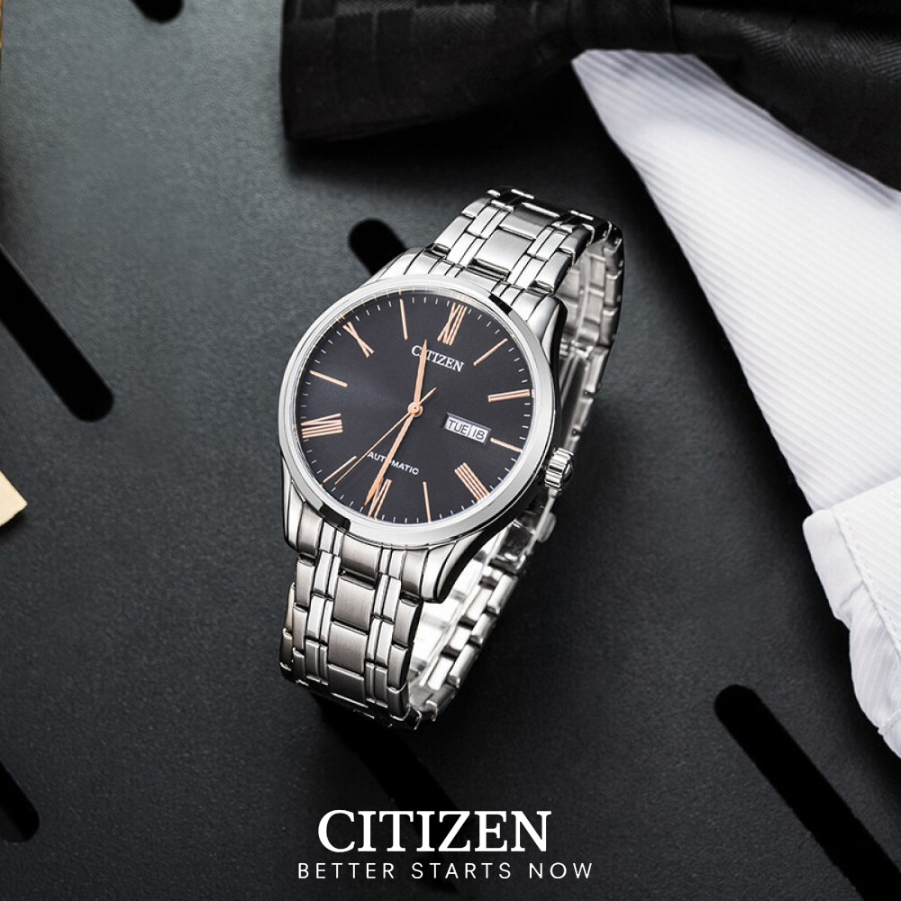 Đồng Hồ Nam Citizen Dây Thép Không Gỉ NH8360-80J - Mặt Đen