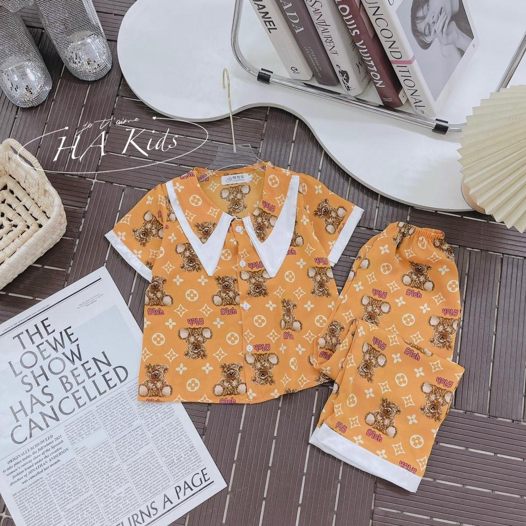 Đồ bộ bé gái, bộ pijama áo ngắn tay quần dài cho bé gái size 18-35kg chất lụa mango mềm mát