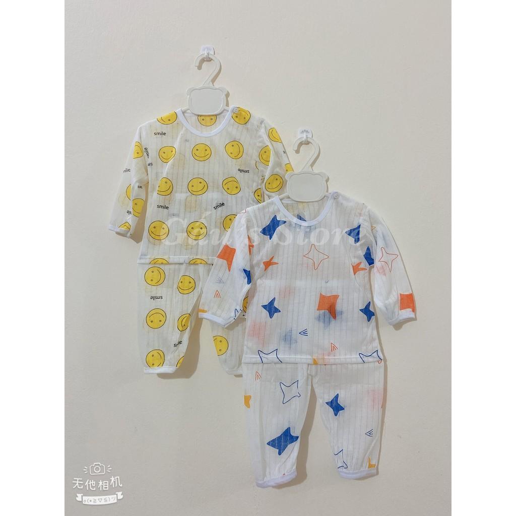 Bộ cotton giấy in họa tiết ngộ nghĩnh cho bé