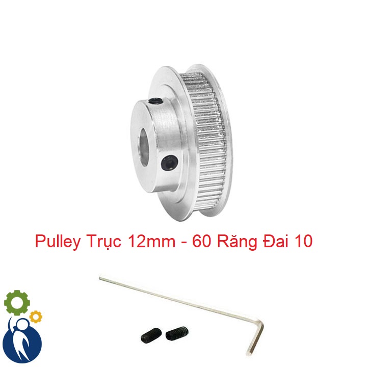 Buly, Puly, Pulley Trục 12mm - 60 Răng Đai 10, sử dụng với dây đai 2GT-10mm
