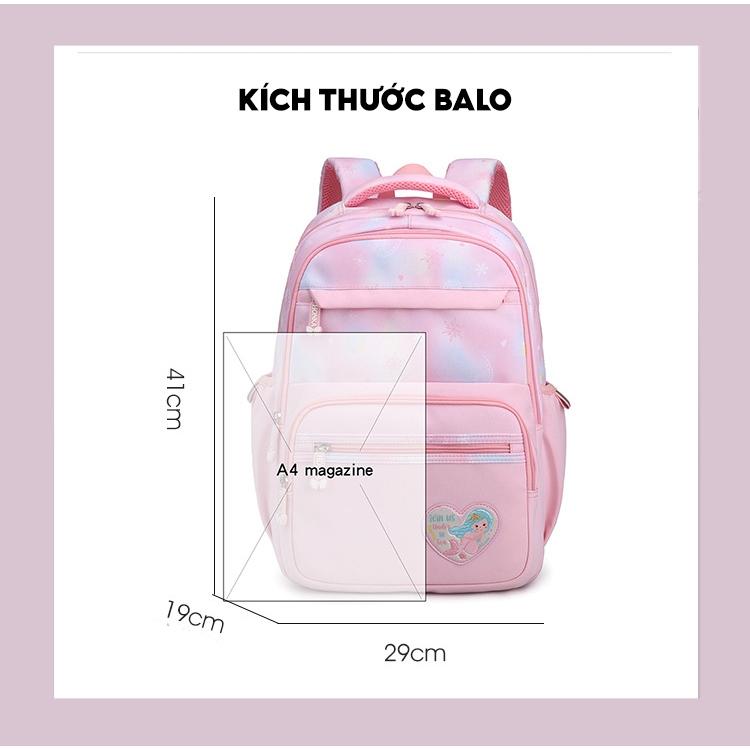 Balo học sinh cấp 1 vải cao cấp chống nước màu pastel dễ thương đi học tiểu học cho bé trai gái 2263