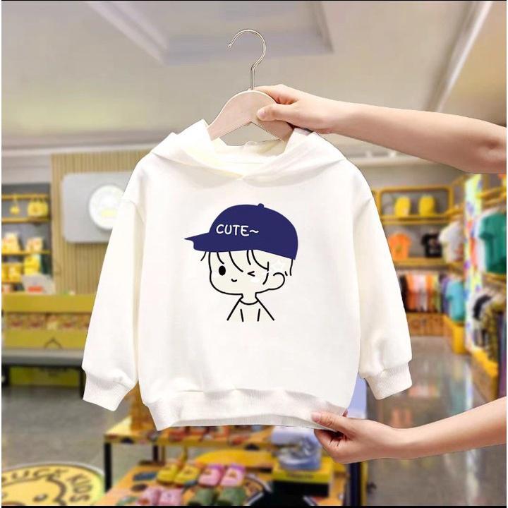 Áo hoodie bé trai đội mũ cute cho bé trai từ 9 đến 33kg , chất nỉ bông siêu xinh