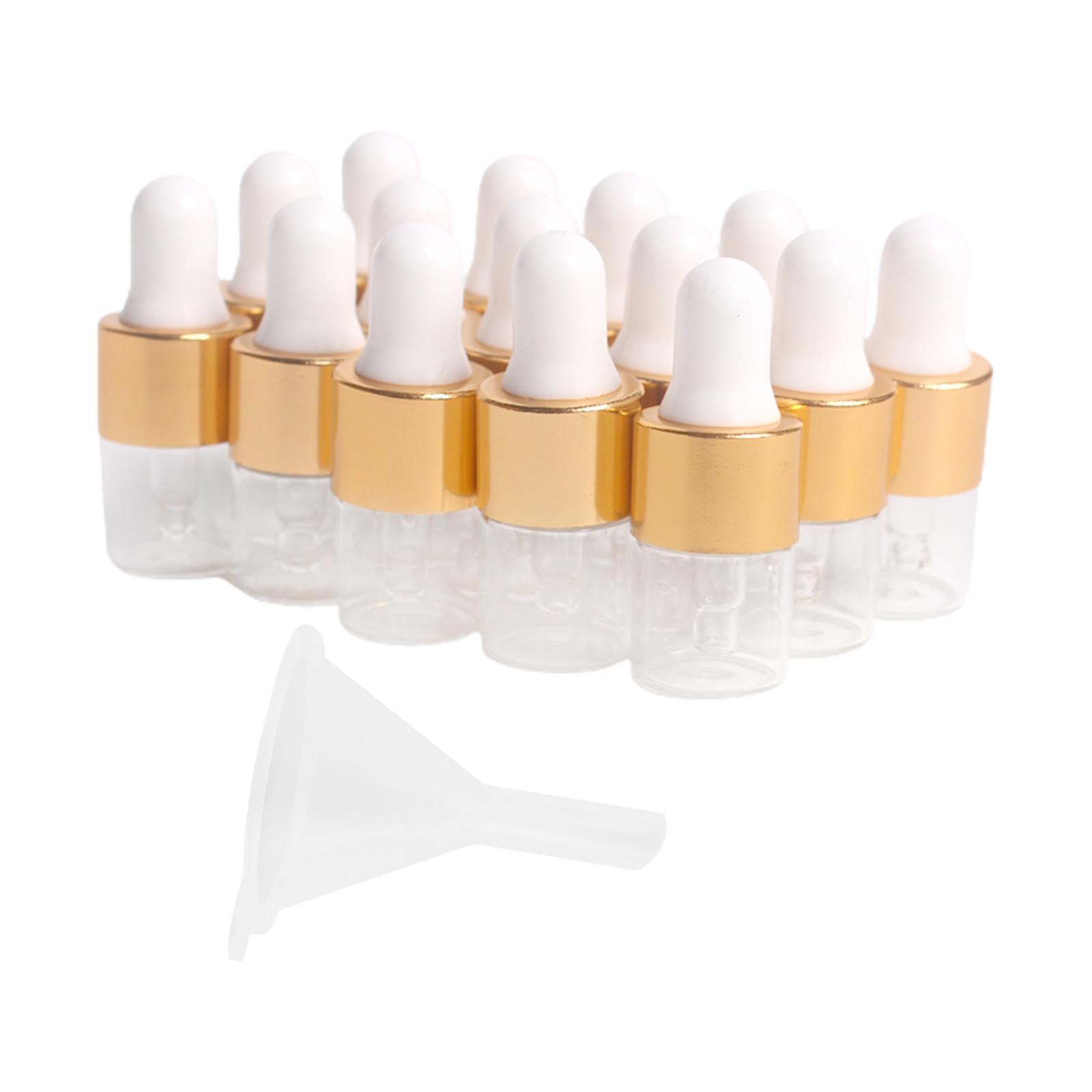 15 Pieces Glass Dropping Bottles Empty with Lid Small for Essential Oils 1ml