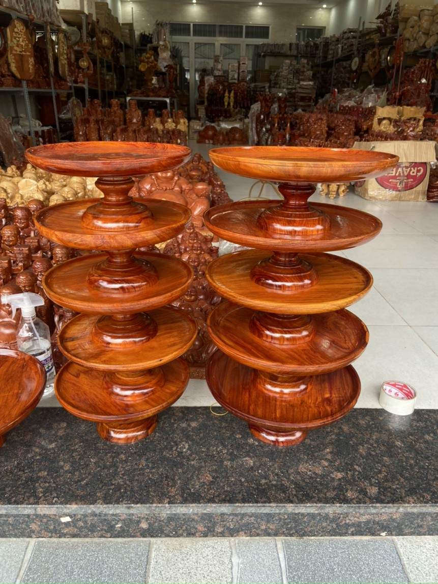 Mâm bồng thờ cúng bằng gỗ hương,đĩa đựng trái cây bàn thờ ngang 20-25-30-35 cm