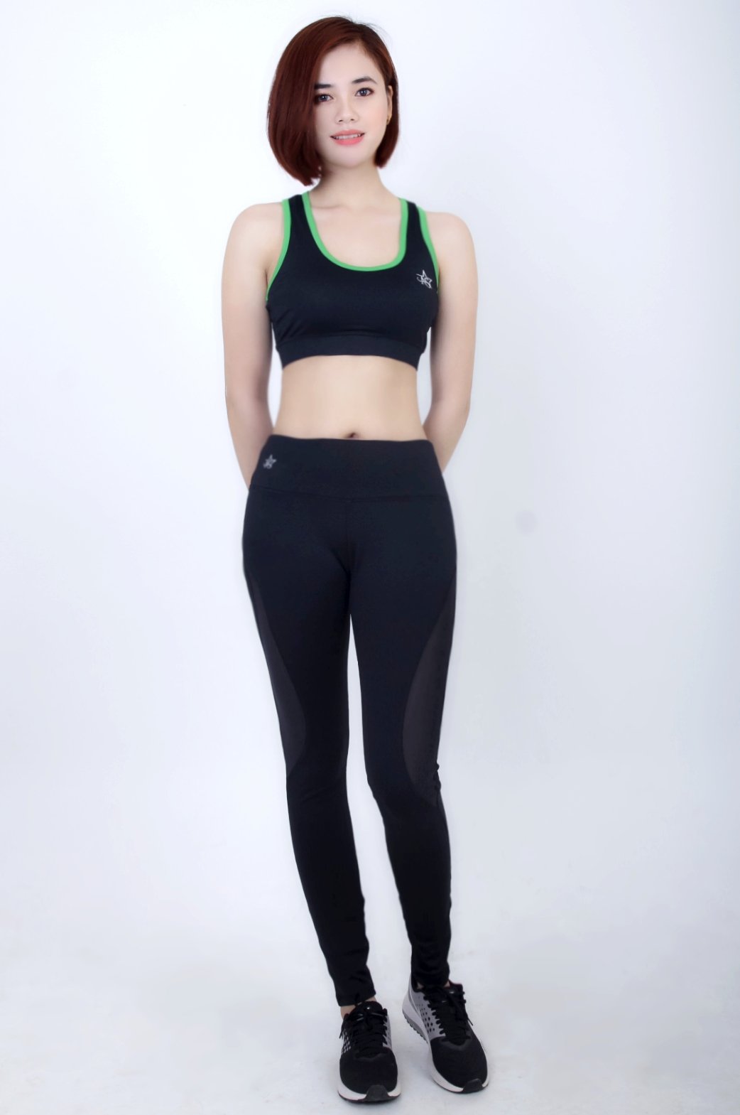 Quần tập legging thể thao nữ dài phối lưới đùi