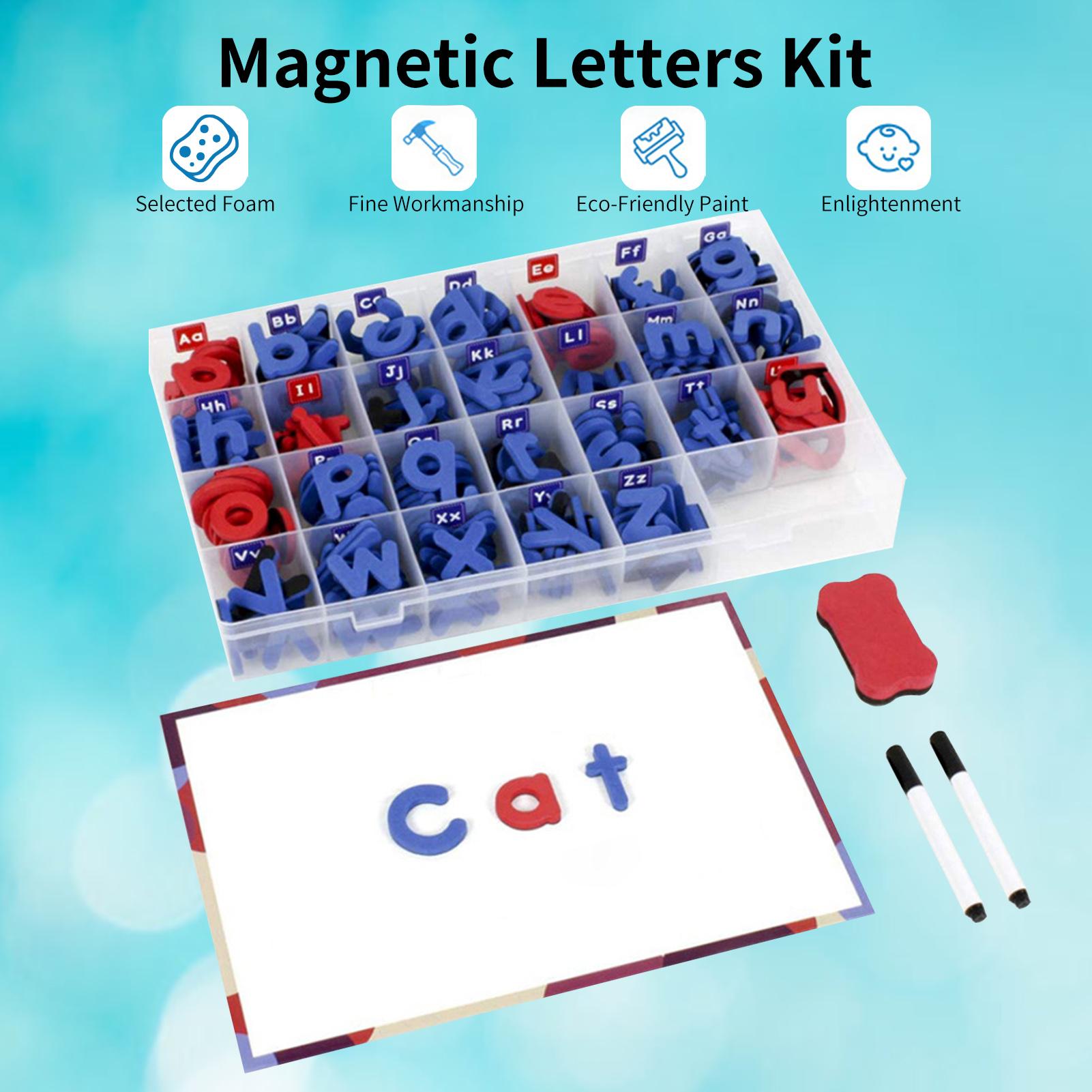 Magnetic Letters Kit Alphabet Magnets Toy 238 Pcs ABC Foam Large Double-Side Magnet Board Pen Board Eraser & Storage Box