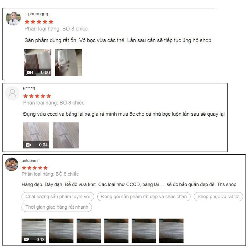 BỘ 8 vỏ bọc thẻ căn cước bằng lái thẻ tín dụng trong suốt