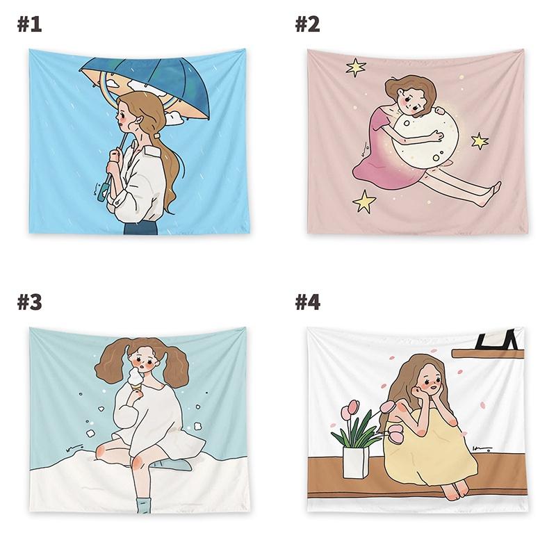 Thảm treo tường trang trí nội thất hình cô gái dễ thương xinh xắn