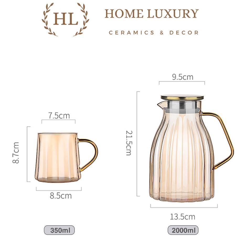 Bình cốc thủy tinh Decor chịu nhiệt Borosilicate | Bình Ly Thủy Phong cách Vintage Vàng Hổ Phách 2023