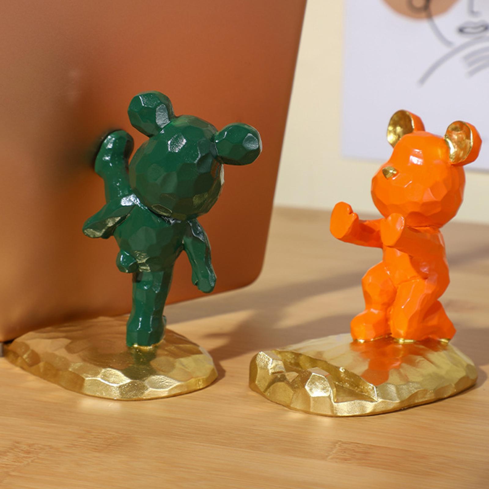 Unique Bear Sculpture Mobile Phone Stand Toys for Desk Decorations Smartphone Car