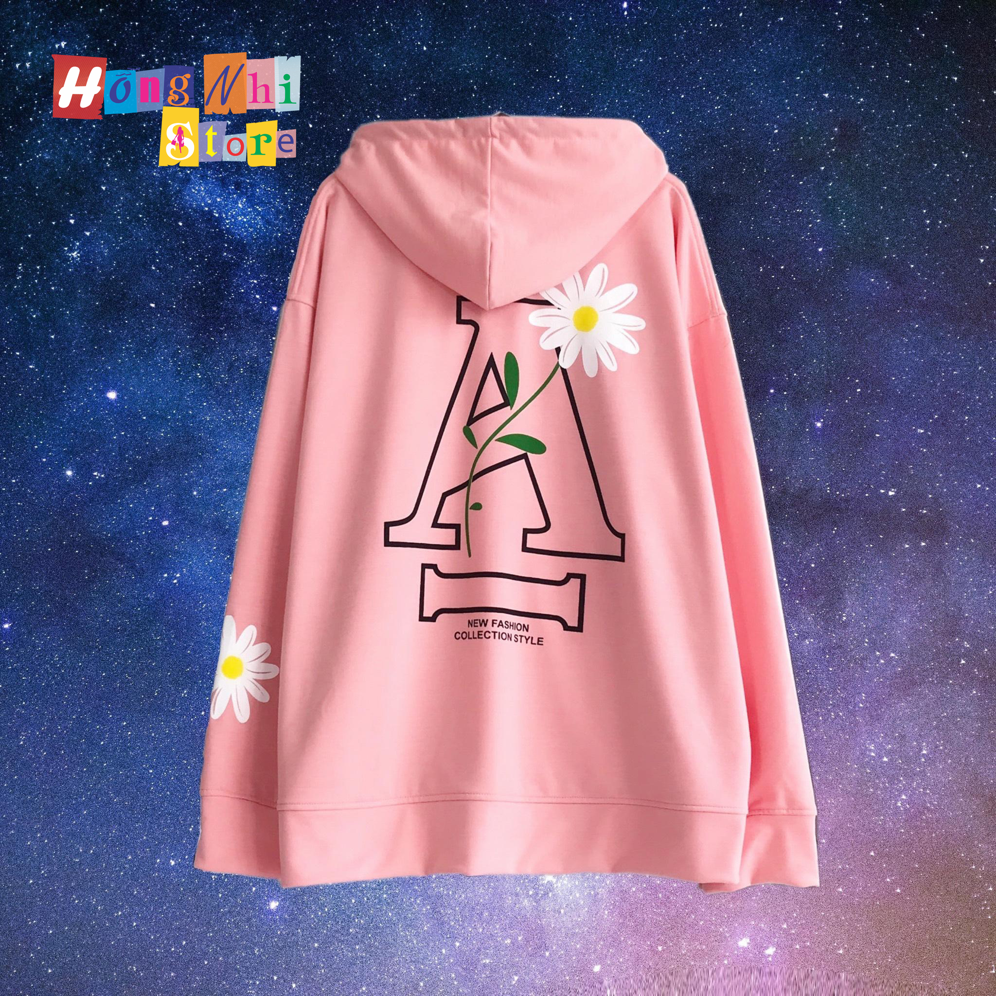 Áo Khoác Hoodie Zip In Hình Chữ A Oversize Ulzzang Unisex Dáng Rộng - MM