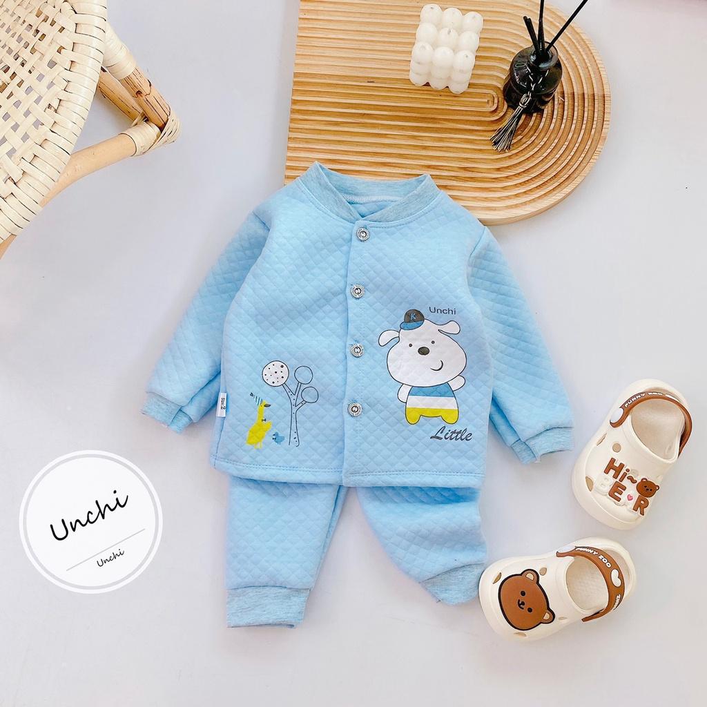 Bộ thu đông bé trai,bé gái- Bộ dài tay bé trai UNCHI chất nỉ xốp cao cấp cho bé